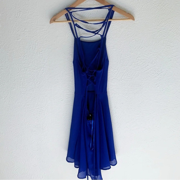 Lulu’s Good Deeds Royal Blue Lace-Up Dress Sz Medium - Picture 3 of 5